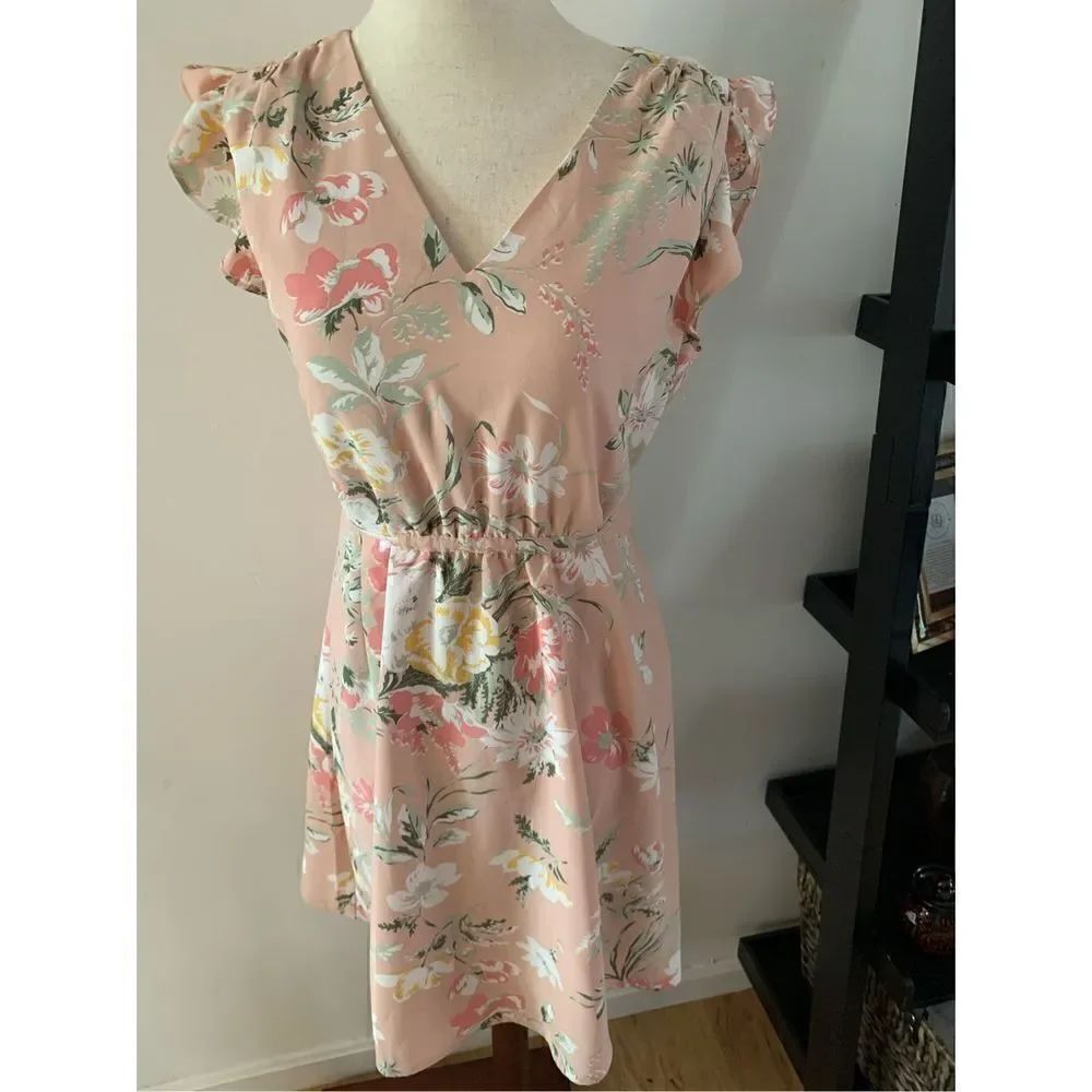 Loft floral dress pink size small
